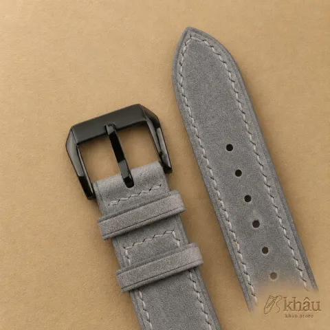Grey Nubuck Leather Samsung Watch Band — additional view