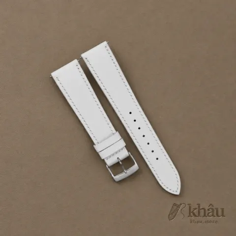 White Swift Leather Watch Strap — front view