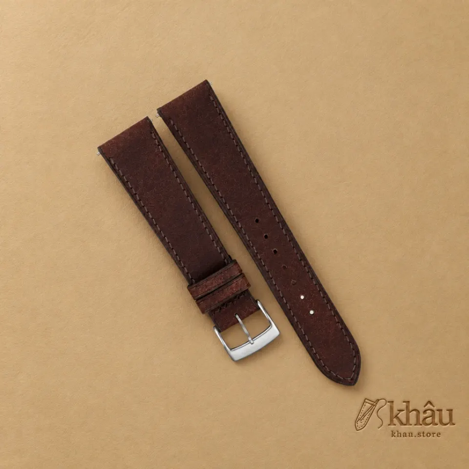 Dark Brown Pueblo Badalassi Carlo Leather Watch Strap — front view