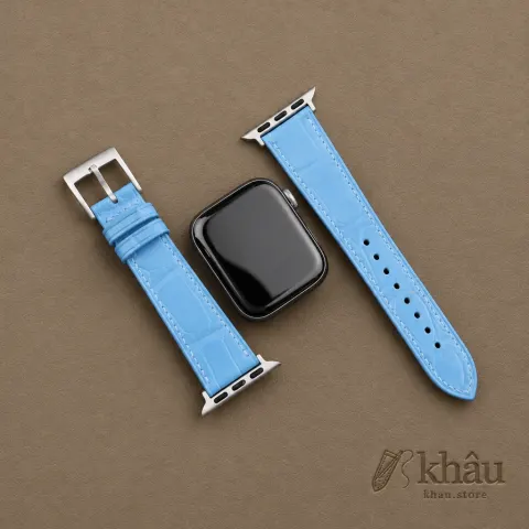 Miami Blue Alligator Leather Apple Watch Band — additional view