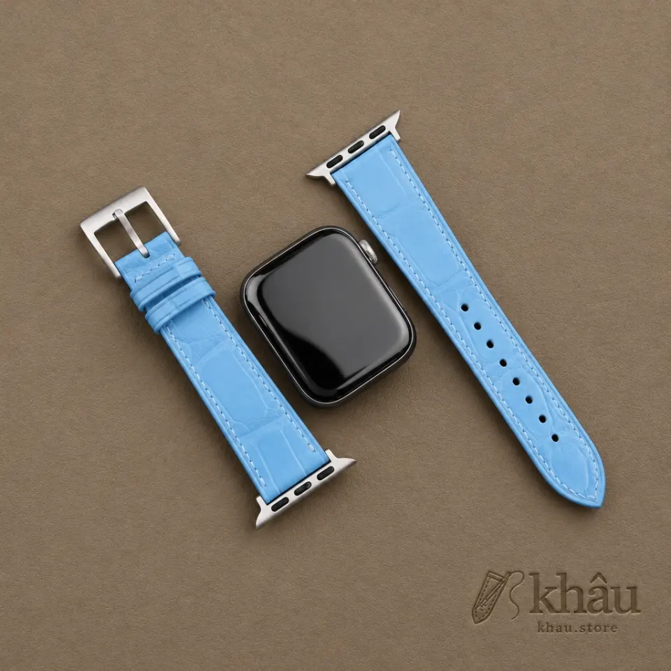 Miami Blue Alligator Leather Apple Watch Band — additional view