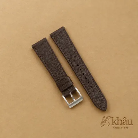 Dark Brown Epsom Leather Watch Strap — front view