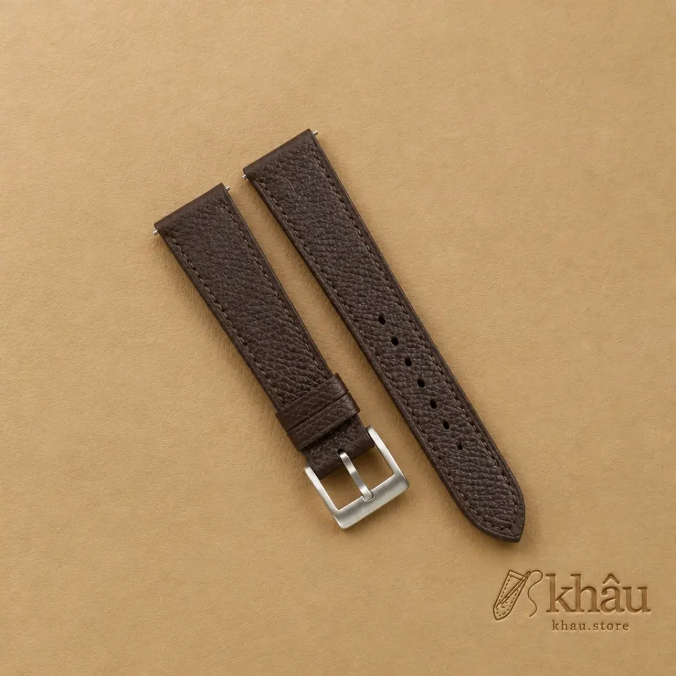 Dark Brown Epsom Leather Watch Strap — front view