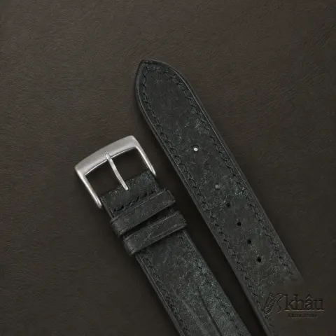 Single Padded Aquamarine Blue Habana Leather Watch Strap — additional view