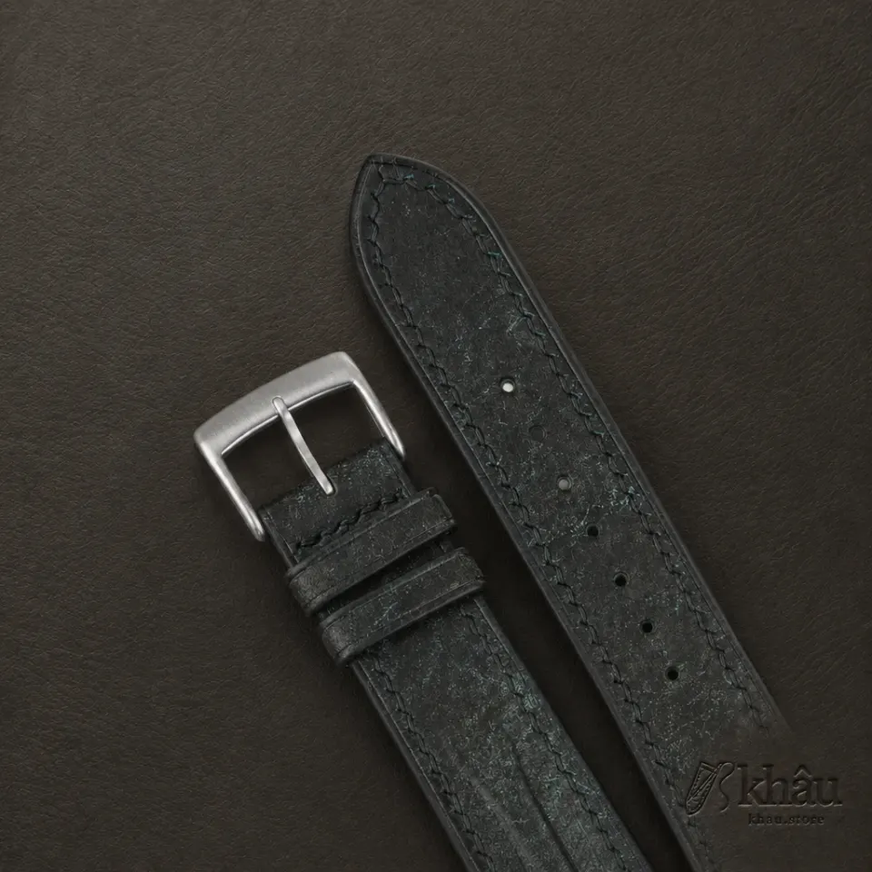 Single Padded Aquamarine Blue Habana Leather Watch Strap — additional view
