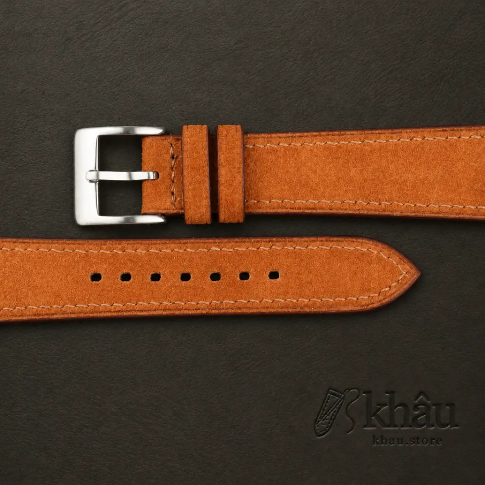 Burnt Orange Suede Leather Watch Strap — additional view