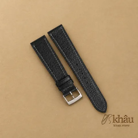 Black Diamond Wagyu Leather Watch Strap — front view