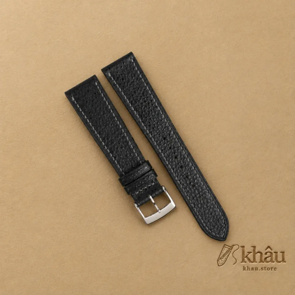 Black Diamond Wagyu Leather Watch Strap — front view