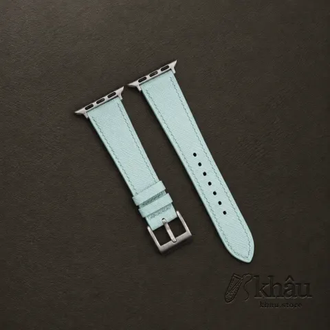 Turquoise Saffiano Leather Apple Watch Band — front view