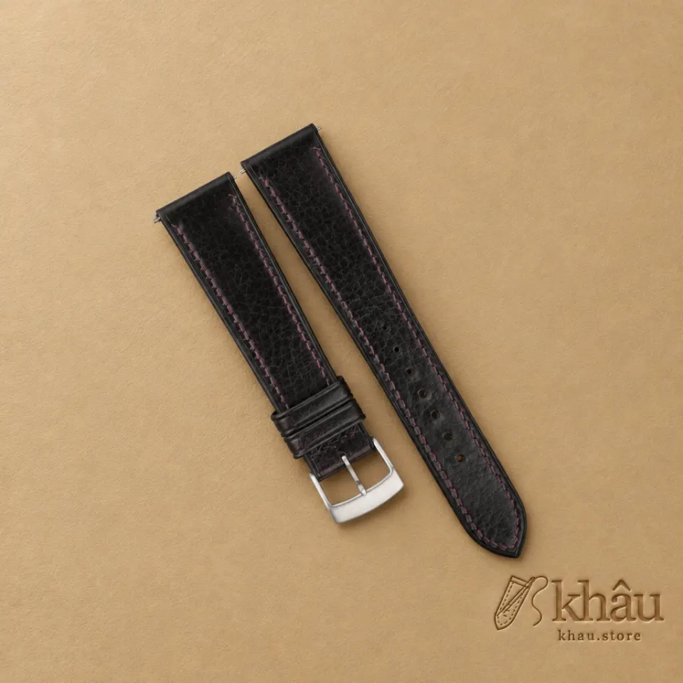 Dark Brown Vachetta Leather Watch Strap — front view
