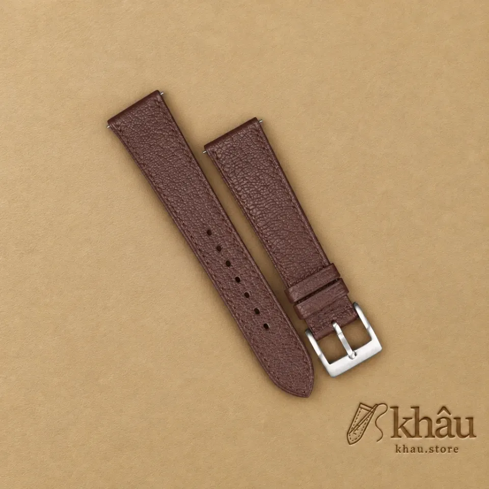 Dark Brown Alran Chevre Leather Watch Strap — front view