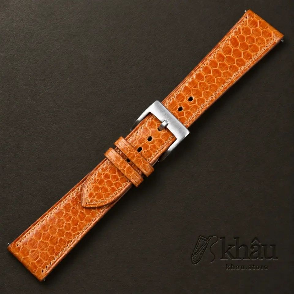 Cognac Snake Sea Leather Watch Strap — additional view