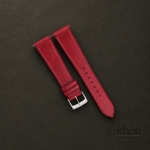 Red Vachetta Leather Watch Strap — front view