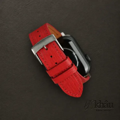 Red Orange Epi Leather Apple Watch Band — additional view