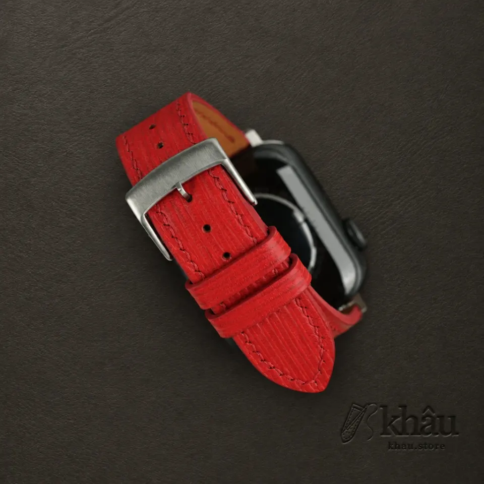 Red Orange Epi Leather Apple Watch Band — additional view