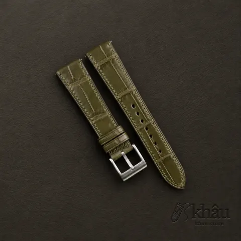 Oliu Alligator Leather Watch Strap — front view