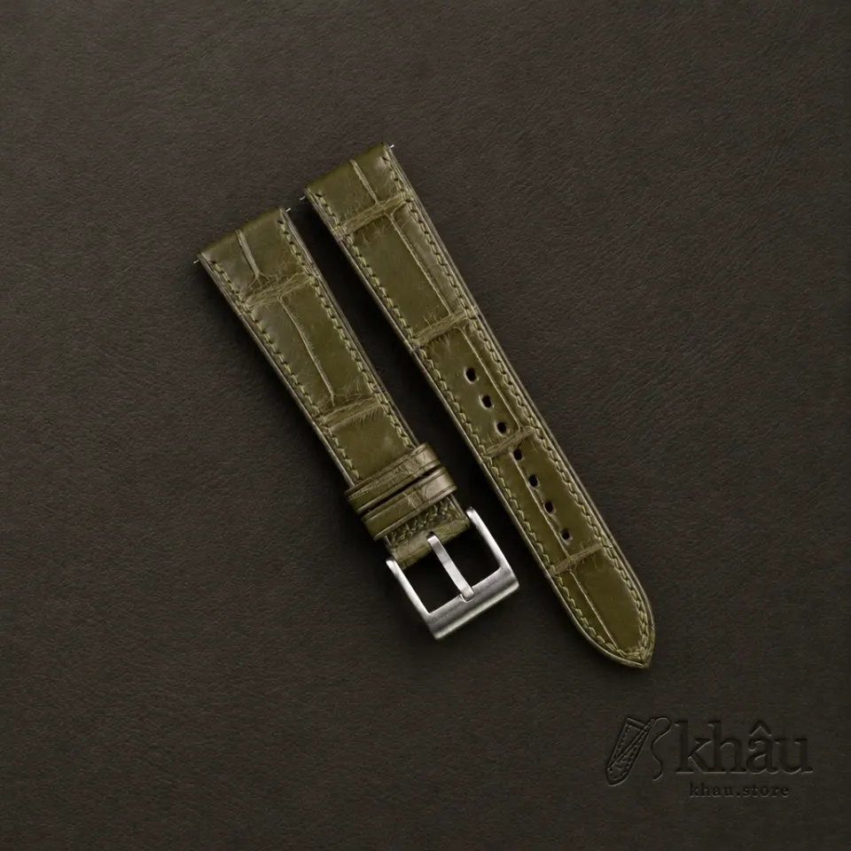 Oliu Alligator Leather Watch Strap — front view