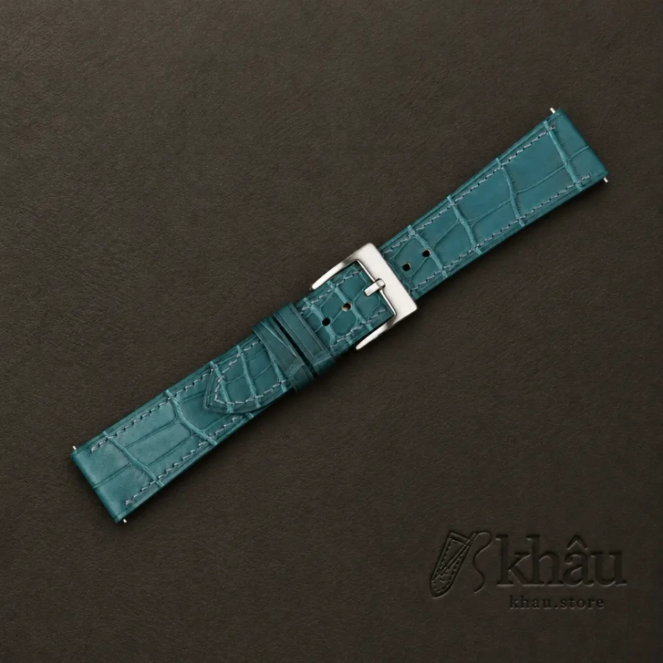 Aqua Green Alligator Leather Watch Strap — additional view