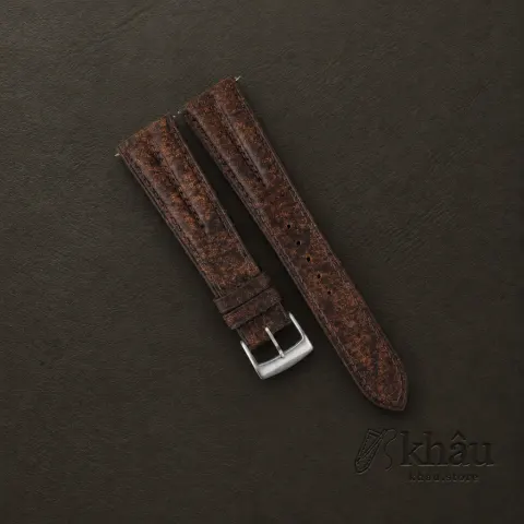 Double Padded Tawny Brown Habana Leather Watch Strap — front view