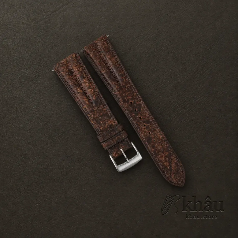 Double Padded Tawny Brown Habana Leather Watch Strap — front view
