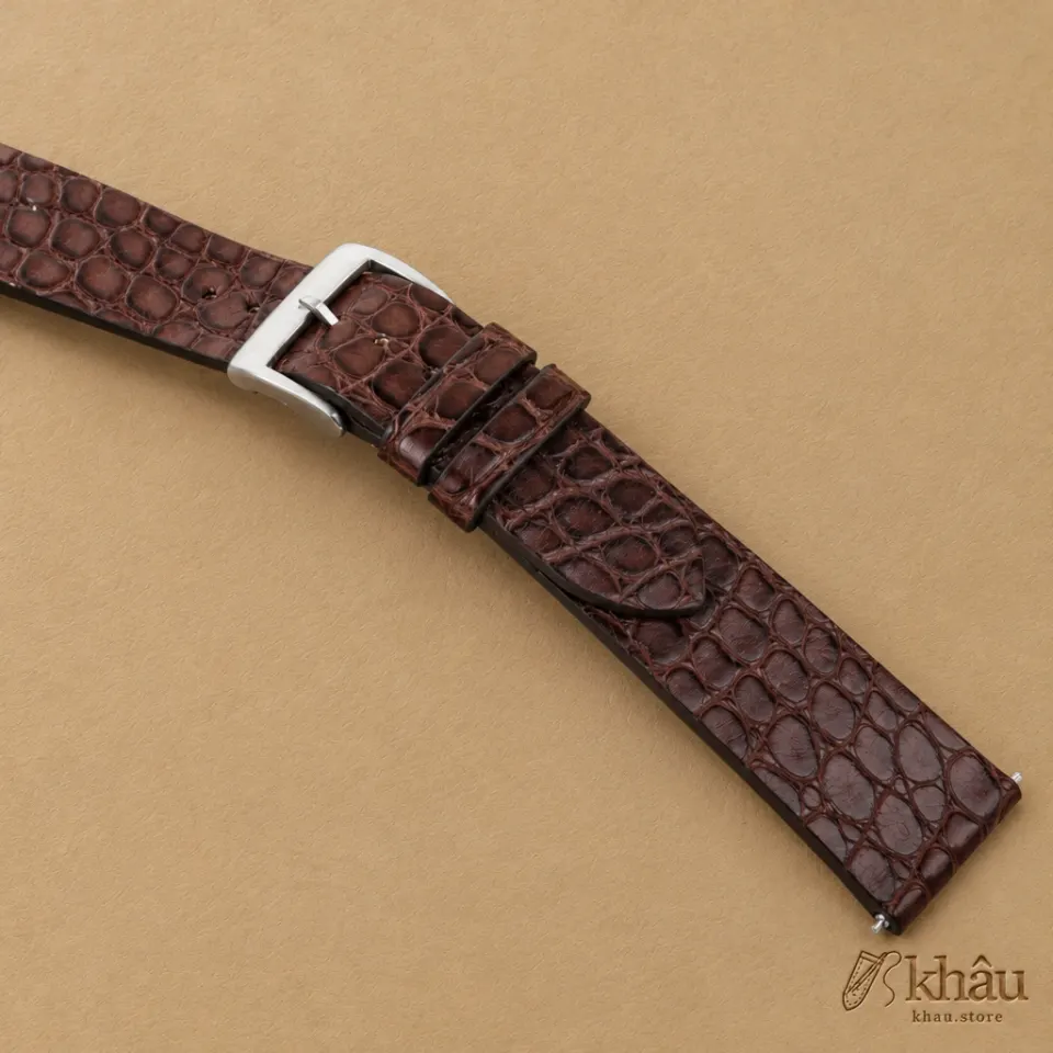 Vintage Dark Brown Alligator Round Scales Leather Watch Strap — additional view