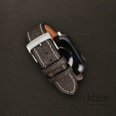 Brown Alran Fat Nat Chevre Goat Leather Apple Watch Band — additional view