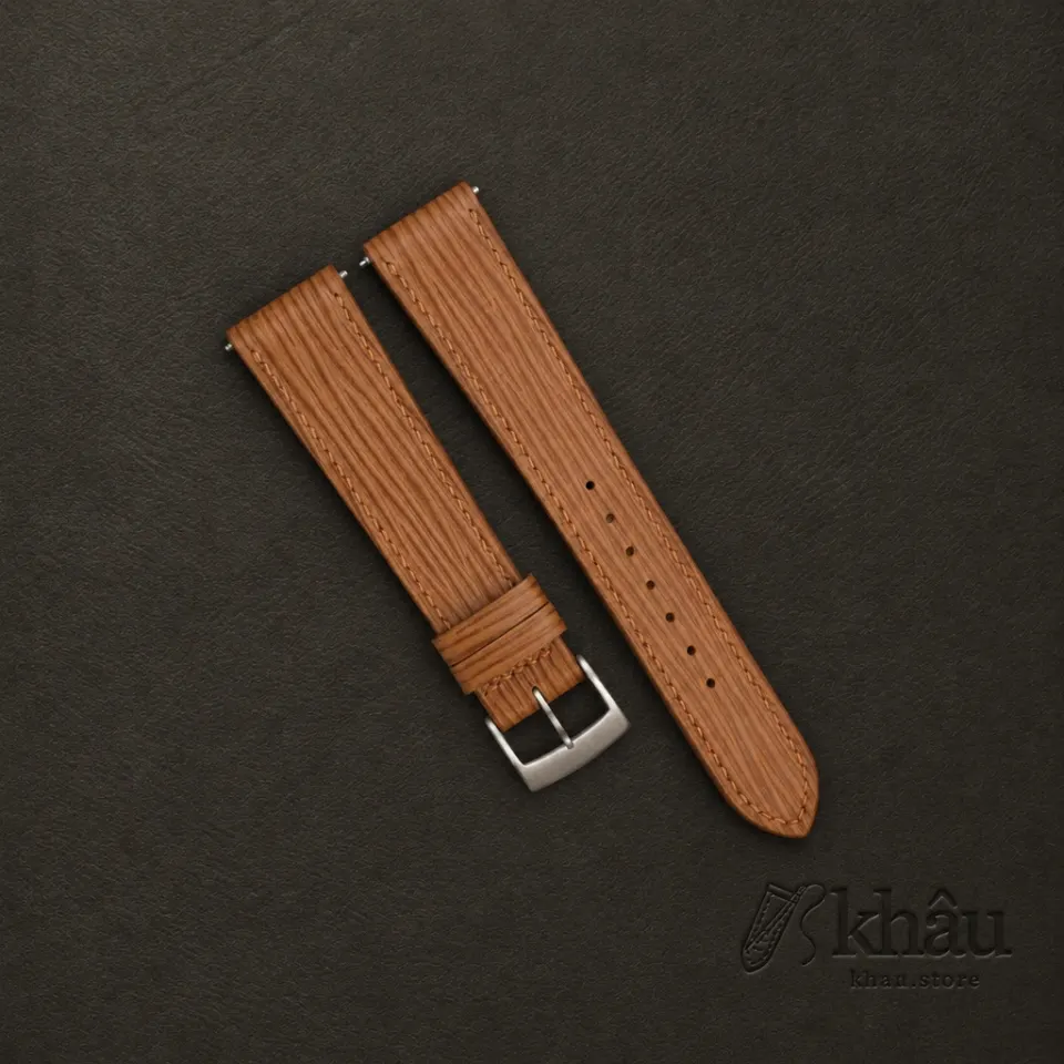 Golden Epi Leather Watch Strap — front view