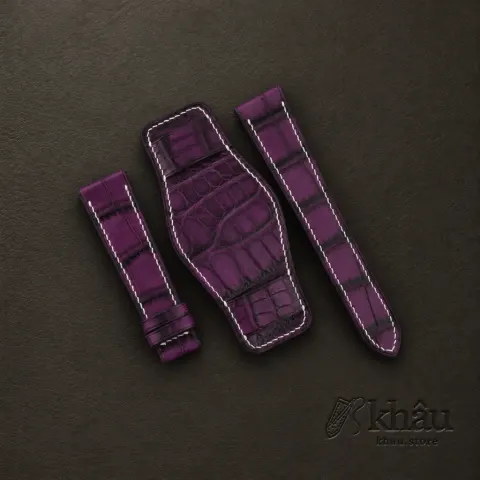 Purple Alligator Leather Bund Strap — front view