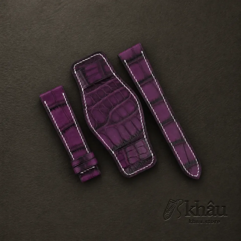 Purple Alligator Leather Bund Strap — front view