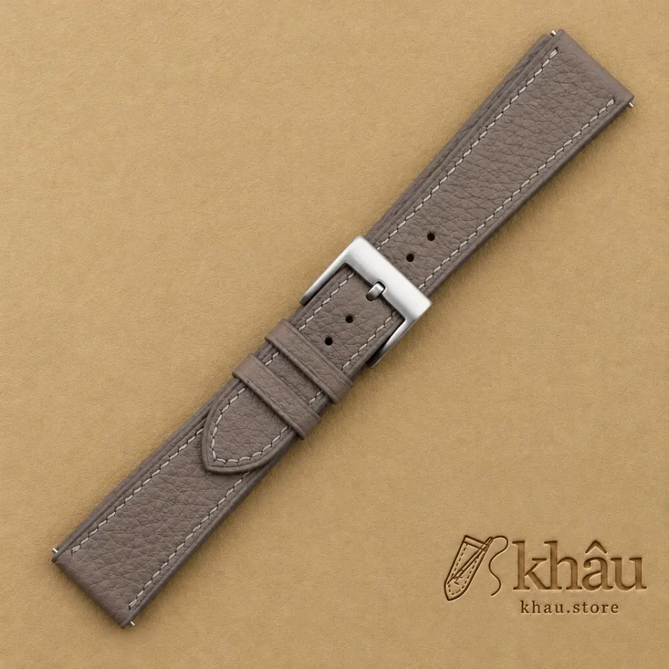 Cement Togo Leather Watch Strap — additional view