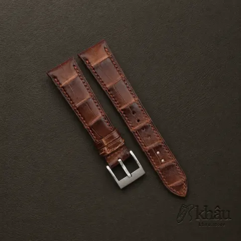 Patina Acorn Alligator Leather Watch Strap — front view