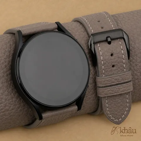 Cement Togo Leather Samsung Watch Band — front view