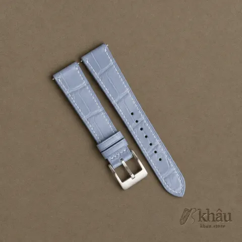 Light Water Alligator Leather Watch Strap — front view
