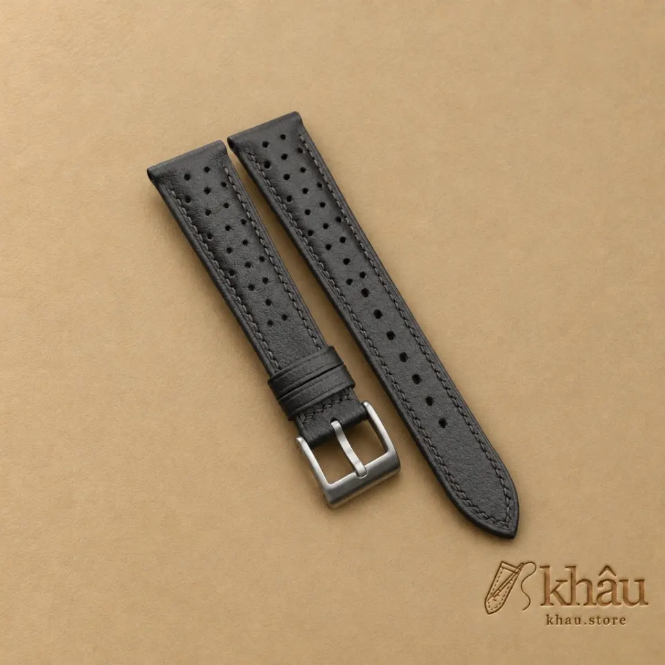 Rally Dark Brown Swift Leather Watch Strap — front view