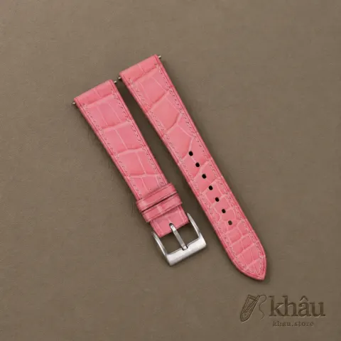 Pink Alligator Leather Watch Strap — front view