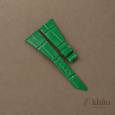 Asymmetric Light Green Alligator Leather Watch Strap — front view