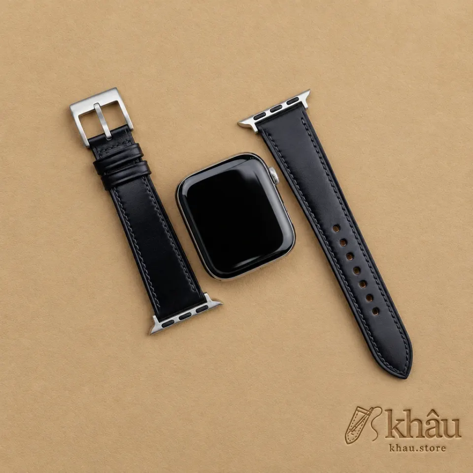 Black Shell Cordovan Leather Apple Watch Band — additional view