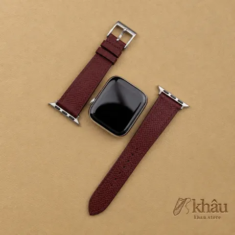 Burgundy Epsom Calf Leather Apple Watch Band — additional view