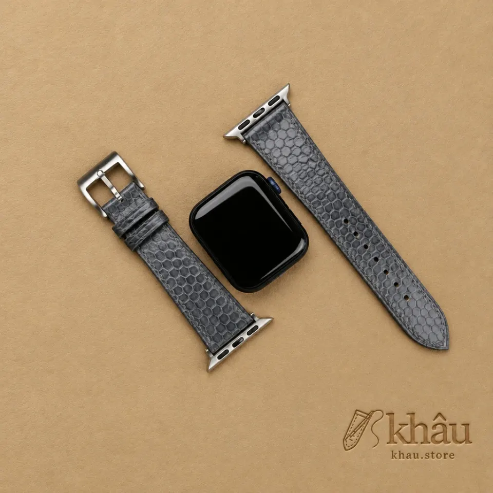 Grey Snake Sea Leather Apple Watch Band — additional view