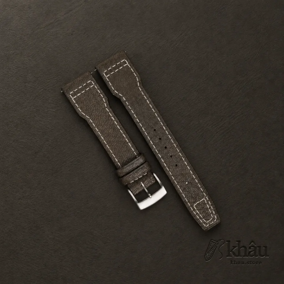 Pilot Brown Alran Fat Nat Chevre Goat Leather Watch Strap — front view