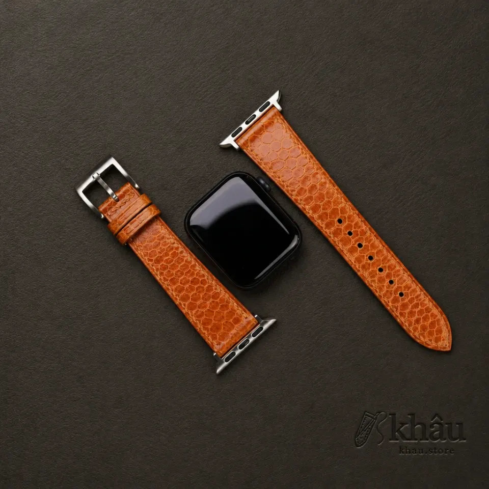 Cognac Snake Sea Leather Apple Watch Band — additional view