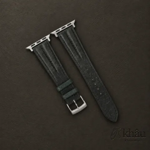 Double Padded Aquamarine Blue Habana Leather Apple Watch Band — front view