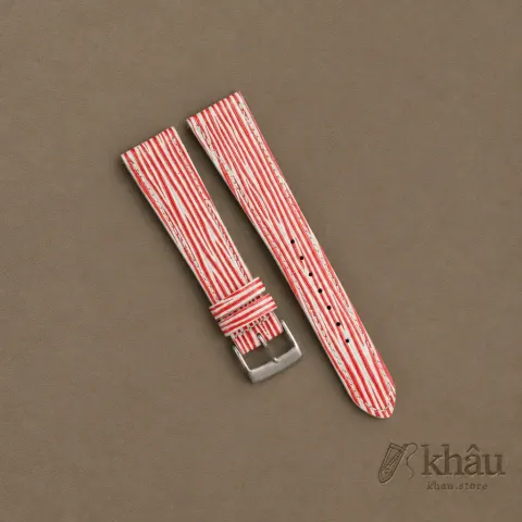 Red White Epi Leather Watch Strap — front view