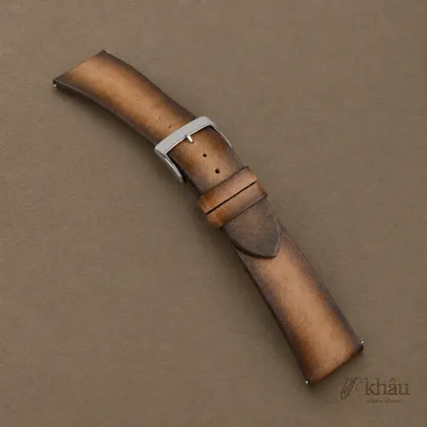 Patina Light Brown Vegetable Tanned Leather Watch Strap — additional view