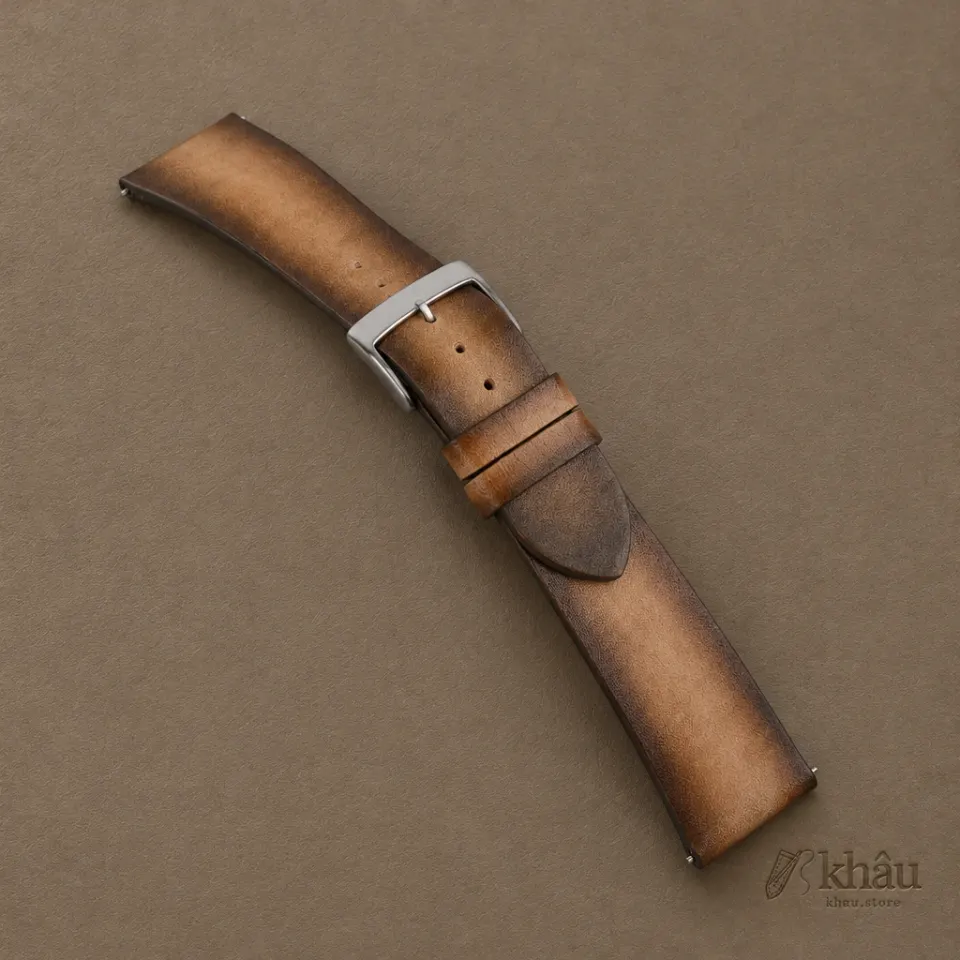 Patina Light Brown Vegetable Tanned Leather Watch Strap — additional view