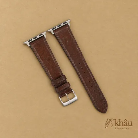 Dark Brown Alran Fat Nat Chevre Goat Leather Apple Watch Band — front view