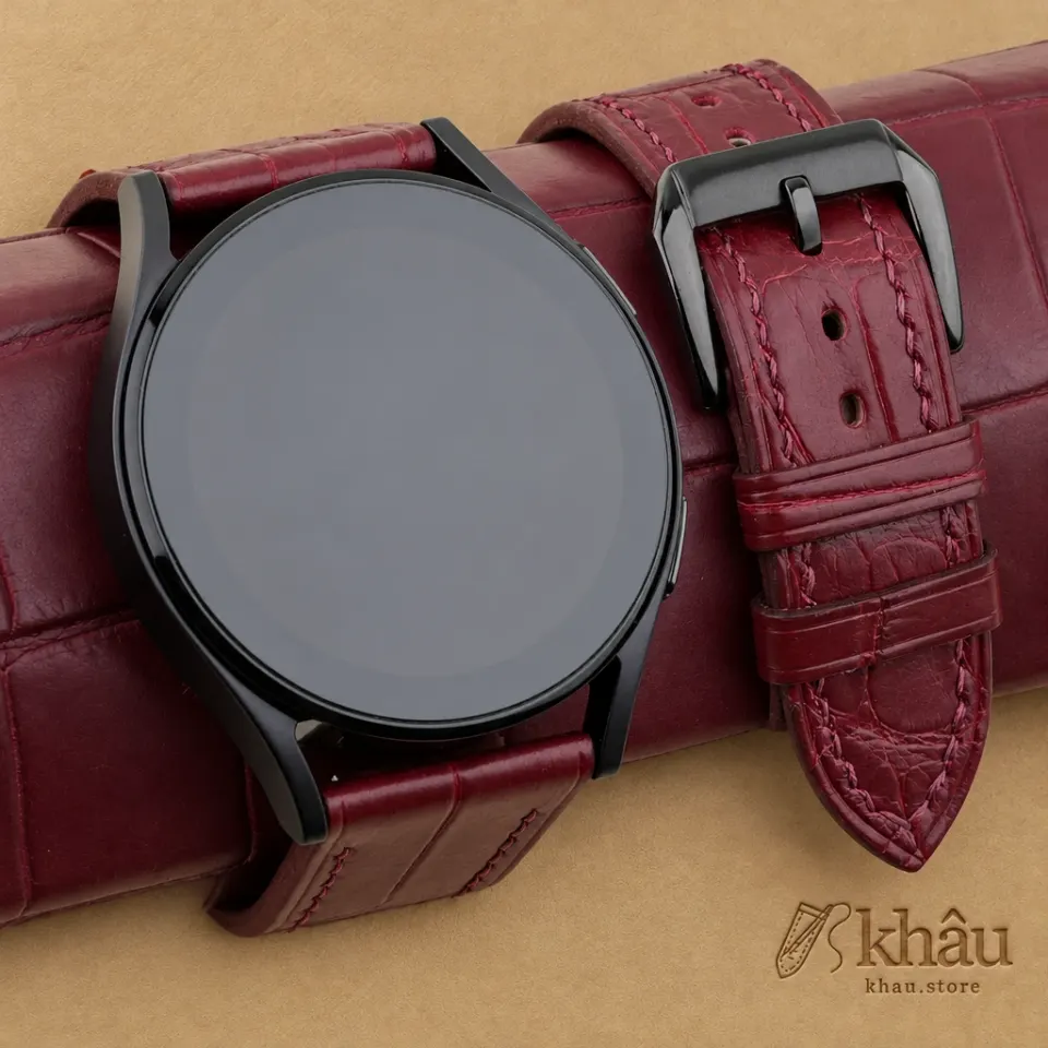 Burgundy Alligator Leather Samsung Watch Band — front view