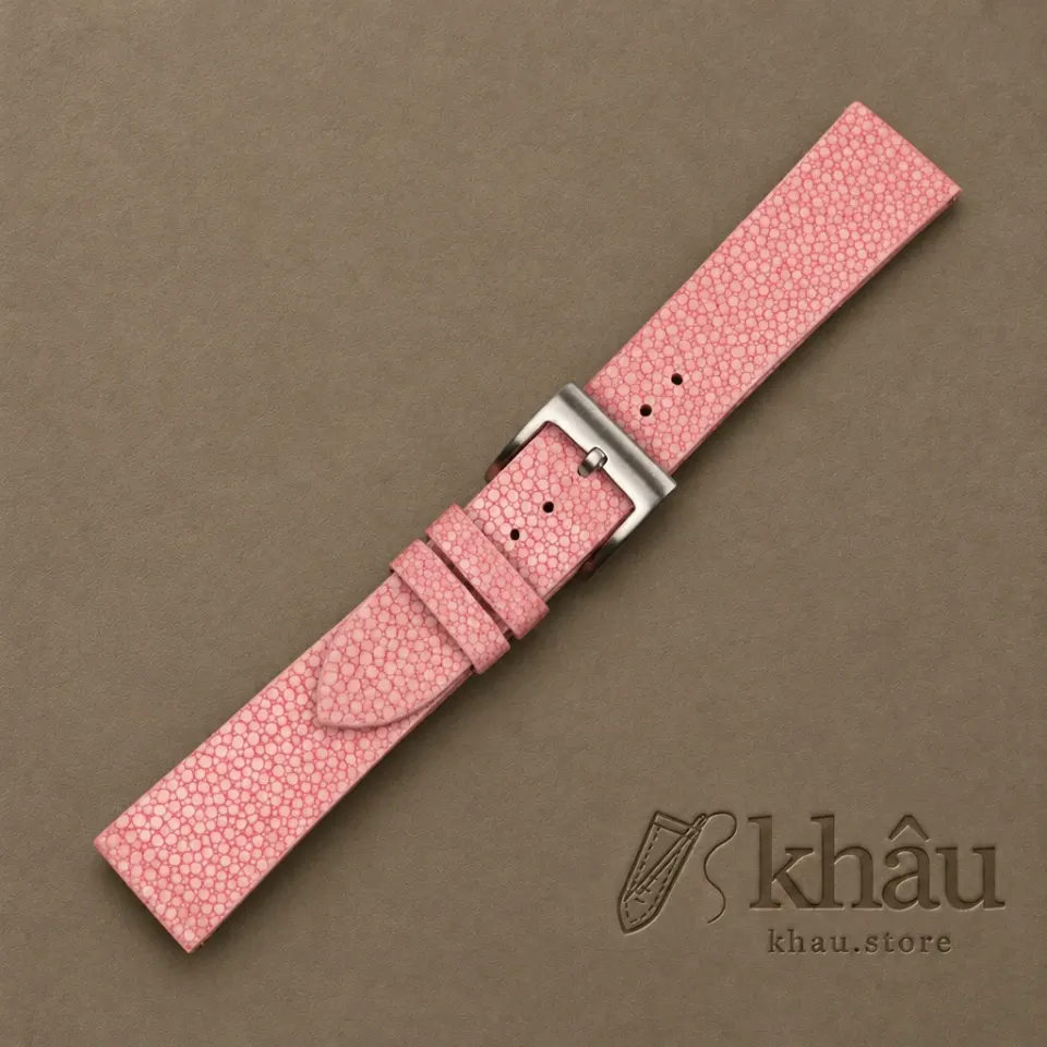 Vintage Light Pink Stingray Leather Watch Strap — additional view