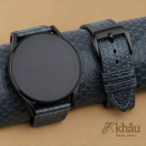 Grey Snake Sea Leather Samsung Watch Band — front view