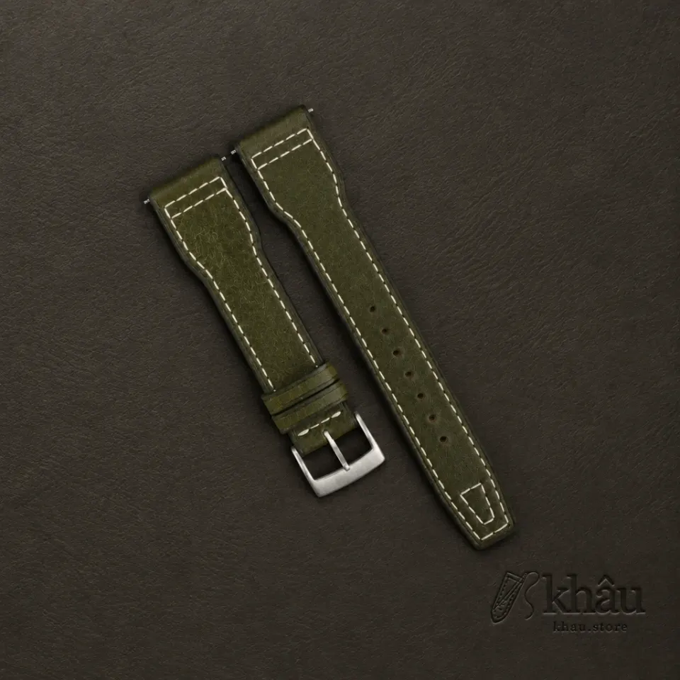 Pilot Dark Olive Pueblo Leather Watch Strap — front view